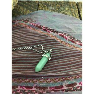 NWT Natural Gemstone Long Hexagonal Pointed Reiki Chakra Pendant Necklace Jade 2